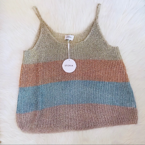NWT STORIA Vici Metallic Color Block Tank - Picture 7 of 7